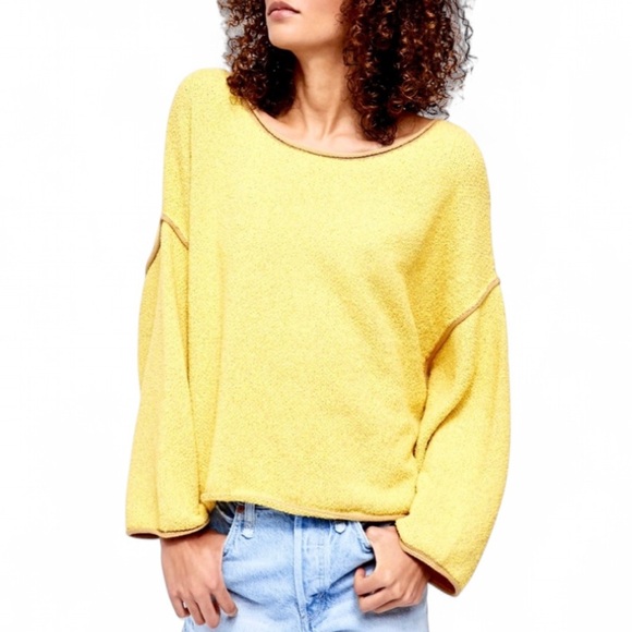 Free People Bardot Sweater in Sunset Combo (Yellow) - Picture 1 of 11